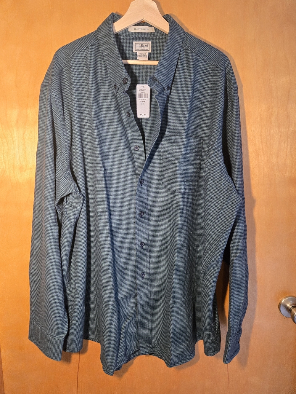 L.L. Bean 2XL Traditional Fit Button Down Shirt Blue Green Check NWT